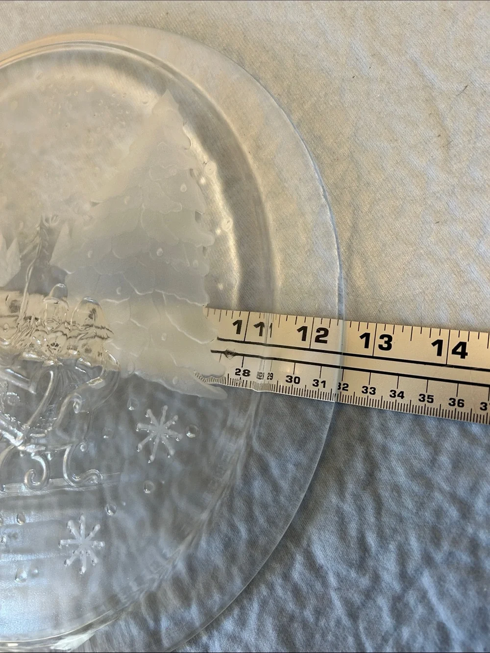 Arcoroc France Through the Woods collection Christmas glass serving platter